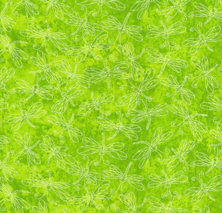 Dragonfly Cotton Fabric Lime Green Dragonfly Fabric Lime Etsy