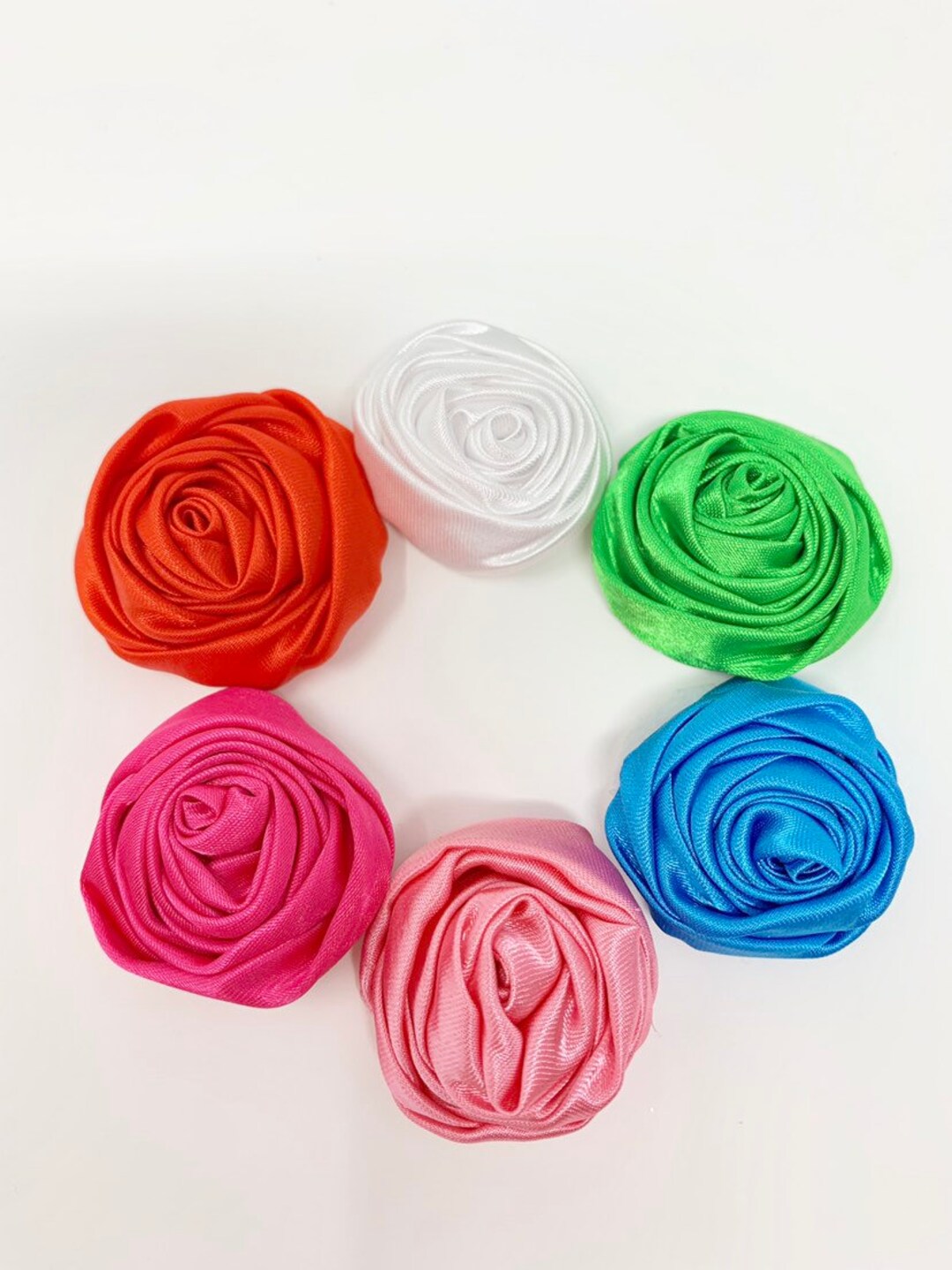 Small Satin Rosettes Satin Roses Small Satin Flowers Etsy