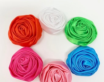 Kleine Satinrosetten - Satinrosen - kleine Satinblumen - Blumen für Stirnbänder - DIY Blumen - Haarspangen - Babystirnbänder - Rollrosen