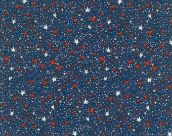 Fabric with stars - star fabric - 4th of July fabric - navy star fabric- red white and blue - Independence Day fabric - patriotic