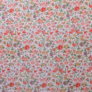 Coral floral fabric - small scale floral fabric - quilting fabric - coral fabric with flowers - cotton fabric with small flowers