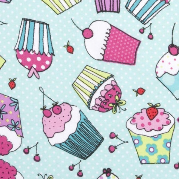 Tissu en coton pour petits gâteaux - tissu de courtepointe - tissu par mètre - tissu pour petits gâteaux - tissu avec des petits gâteaux - tissu pour filles - tissu en coton fantaisie