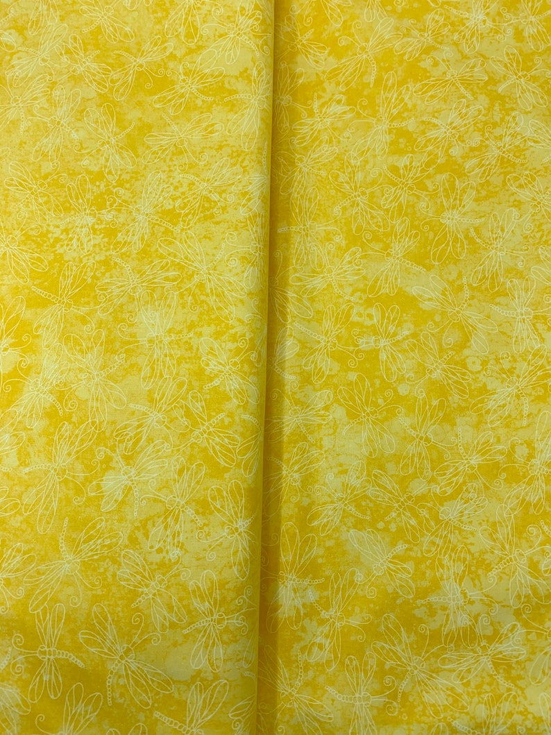 Dragonfly Cotton Fabric Yellow Dragonfly Fabric Yellow | Etsy
