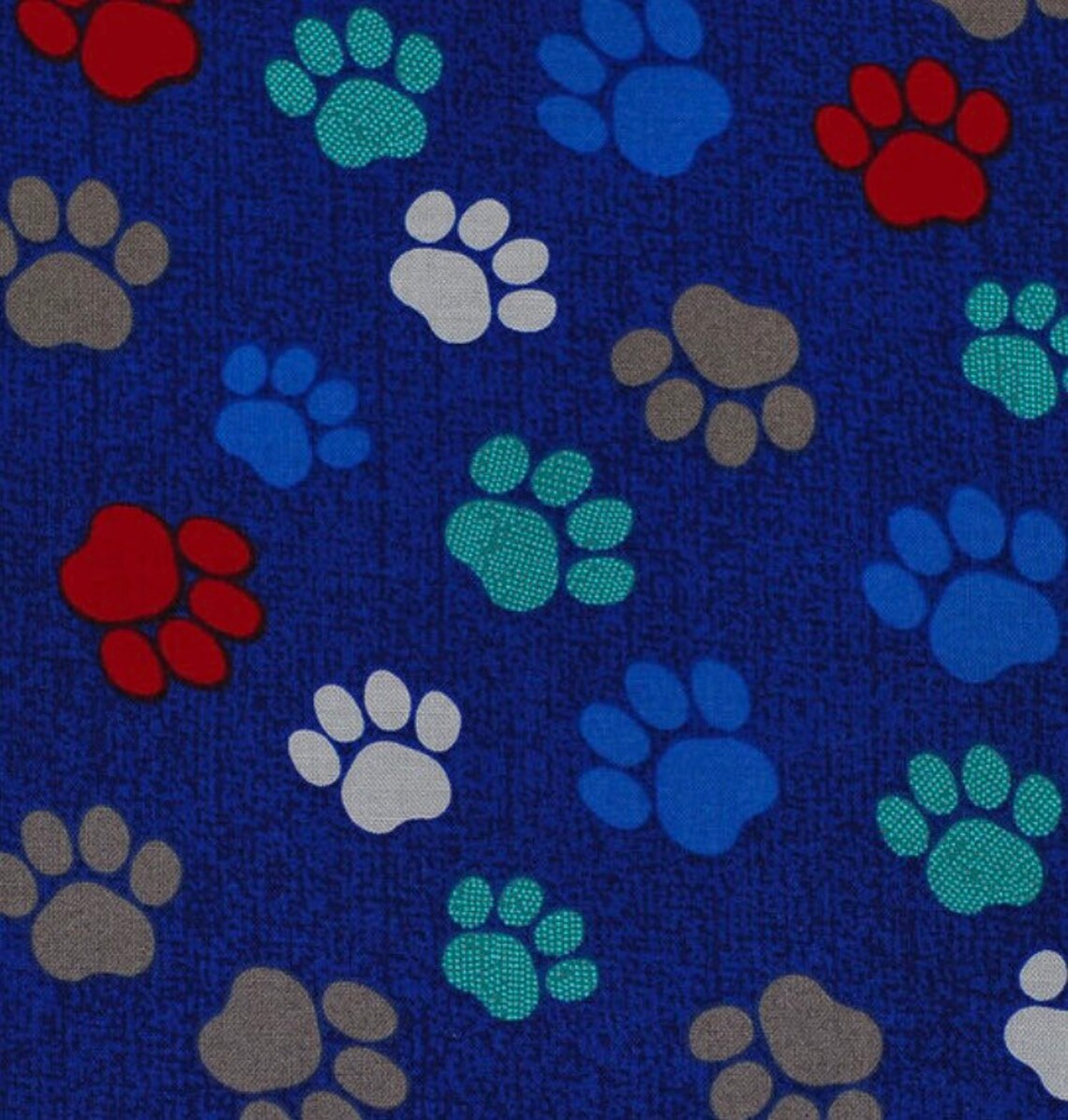 Blue paw print fabric fabric by the yard quilting fabric  Etsy