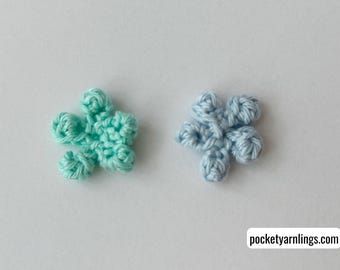 Crochet bobble flower, crochet puff flower, crochet flower applique, small flower crochet, floral embellishment, diy crochet flower
