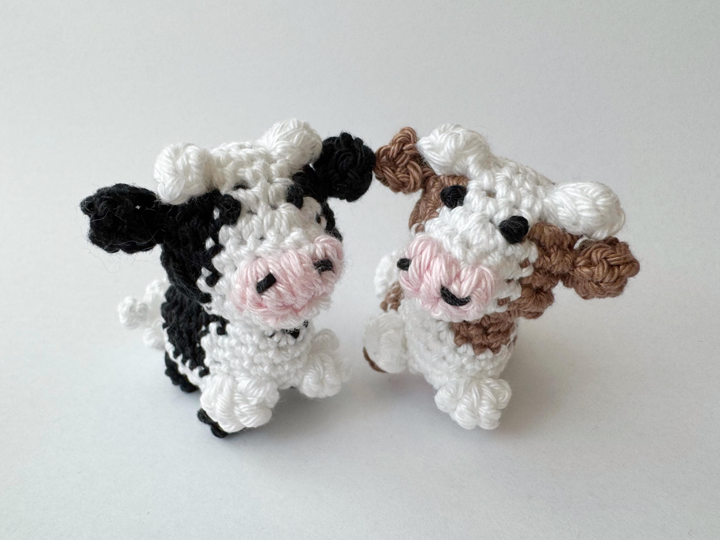 40 Mini Crochet Patterns for Small Makes, Keychains, and Tiny Amigurumi 1 Crochet Cow Pattern Crochet Cow Keyring