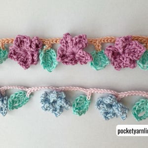 Crochet flower garland, crochet flower bunting, crochet wedding garland, spring flower crochet garland pattern, crochet flower headband
