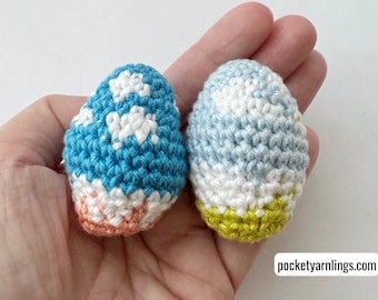 Schema all'uncinetto per uova di Pasqua, schema all'uncinetto per uova di Pasqua primaverili, schema amigurumi per ornamenti pasquali all'uncinetto, decorazioni pasquali all'uncinetto, uova all'uncinetto