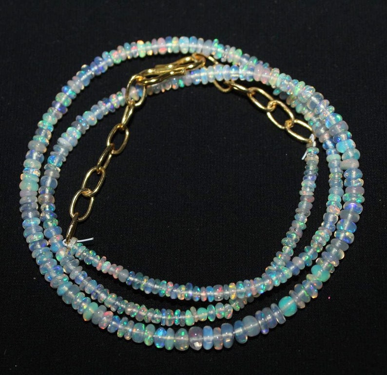 Ethiopian opal smooth rondelle beads 2-4 mm 18 necklace,natural welo opal smooth beads roundel beads,rainbow fire opal necklace: 369