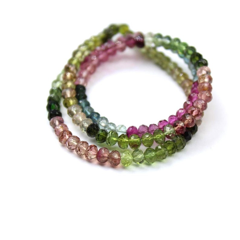 shaded tourmaline faceted beads Genuine Tourmaline faceted rondelle 4 MM beads 13 strand multi color tourmaline rondelle: ZB15