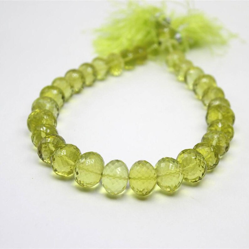 Sold in set of 15 rondelle Lemon quartz faceted oval beads Faceted Twist Twisted Rondelles 12-9 mm Sparkling Lemon Quartz