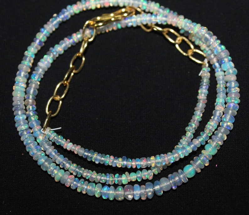 Ethiopian opal smooth rondelle beads 2-4 mm 18 necklace,natural welo opal smooth beads roundel beads,rainbow fire opal necklace: 369