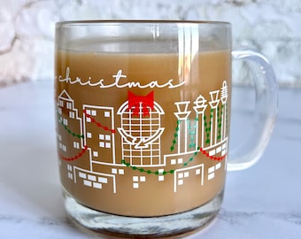 Kansas City Christmas Skyline Glass Coffee Mug