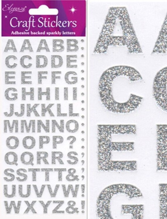Silver Glitter Alphabet Capital Letter Craft Stickers - Etsy UK