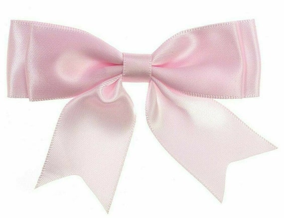 Pale Pink – 5cm Satin Ribbon Bow – (Self Adhesive) – 12 Pack