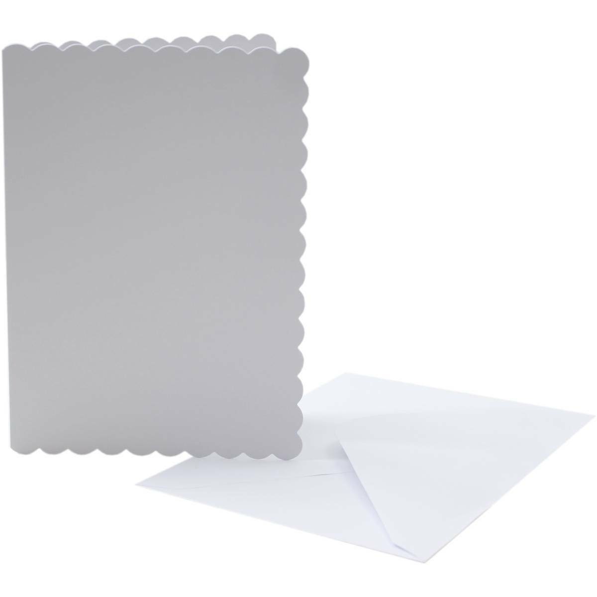 Pack of 5 x White Blank Rectangle 5x7 Cards and Envelopes with Scalloped  Edge - Card Making Craft DIY