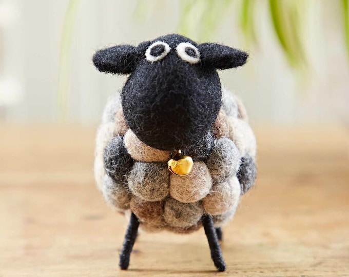 Featured listing image: Little Felt Sheep - Handmade in Nepal - Home Decoration - Grey Sheep