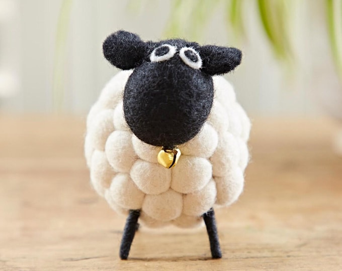 Featured listing image: Little Felt Sheep - Handmade in Nepal - Home Decoration - White Sheep