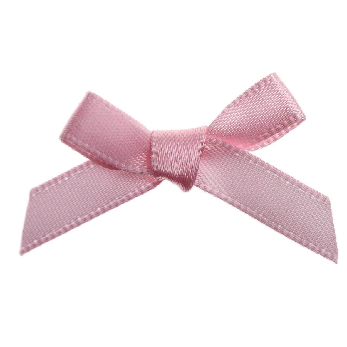 Trucraft - 3cm / 7mm Satin Ribbon Mini Craft Bows - BABY PINK - Pack of 20