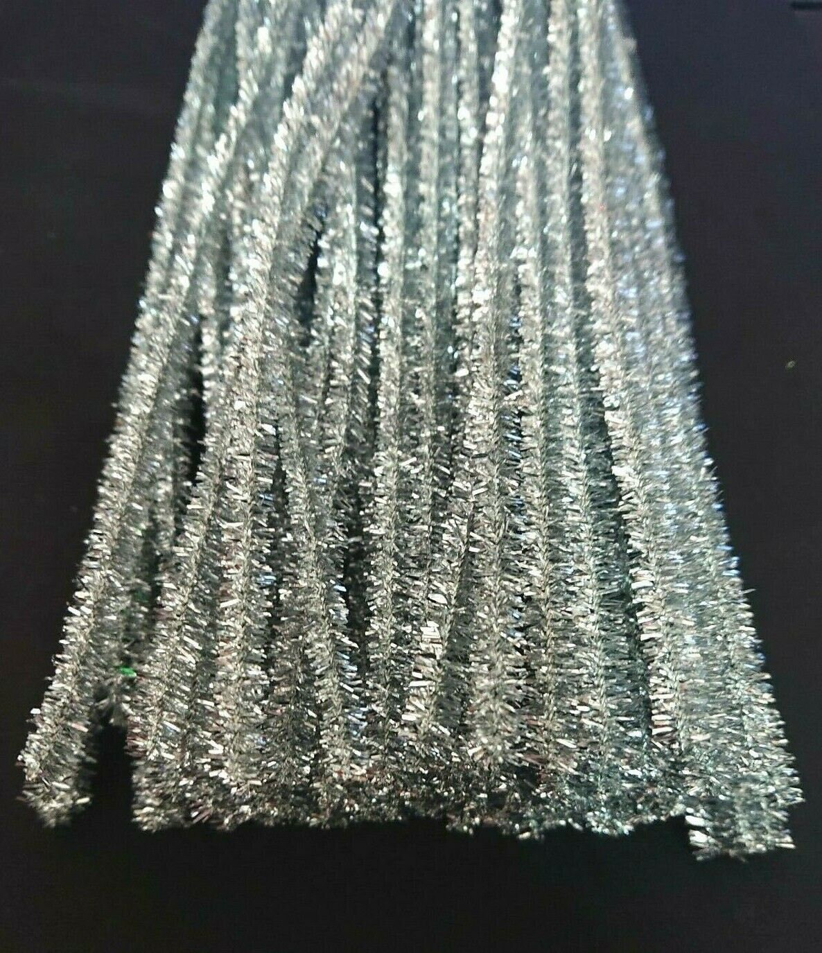 Silver Tinsel Chenille Stem Pipe Cleaners - Pack of 50