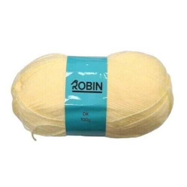 Robin - DK Double Knit Wool Yarn - 100g Ball - Lemon Yellow - Knitting Crochet