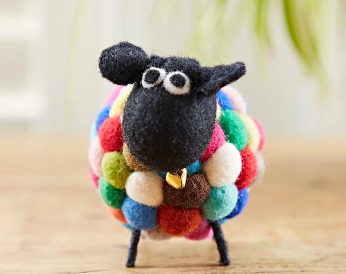 Featured listing image: Little Felt Sheep - Handmade in Nepal - Home Decoration - Rainbow Sheep