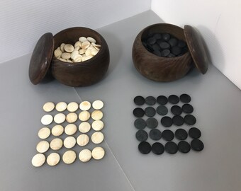 Japanese Go Goban IGO Game with Hamaguri Shells Super rare sea shells game Japanese board game from 1960s vintage made in Japan (#401)