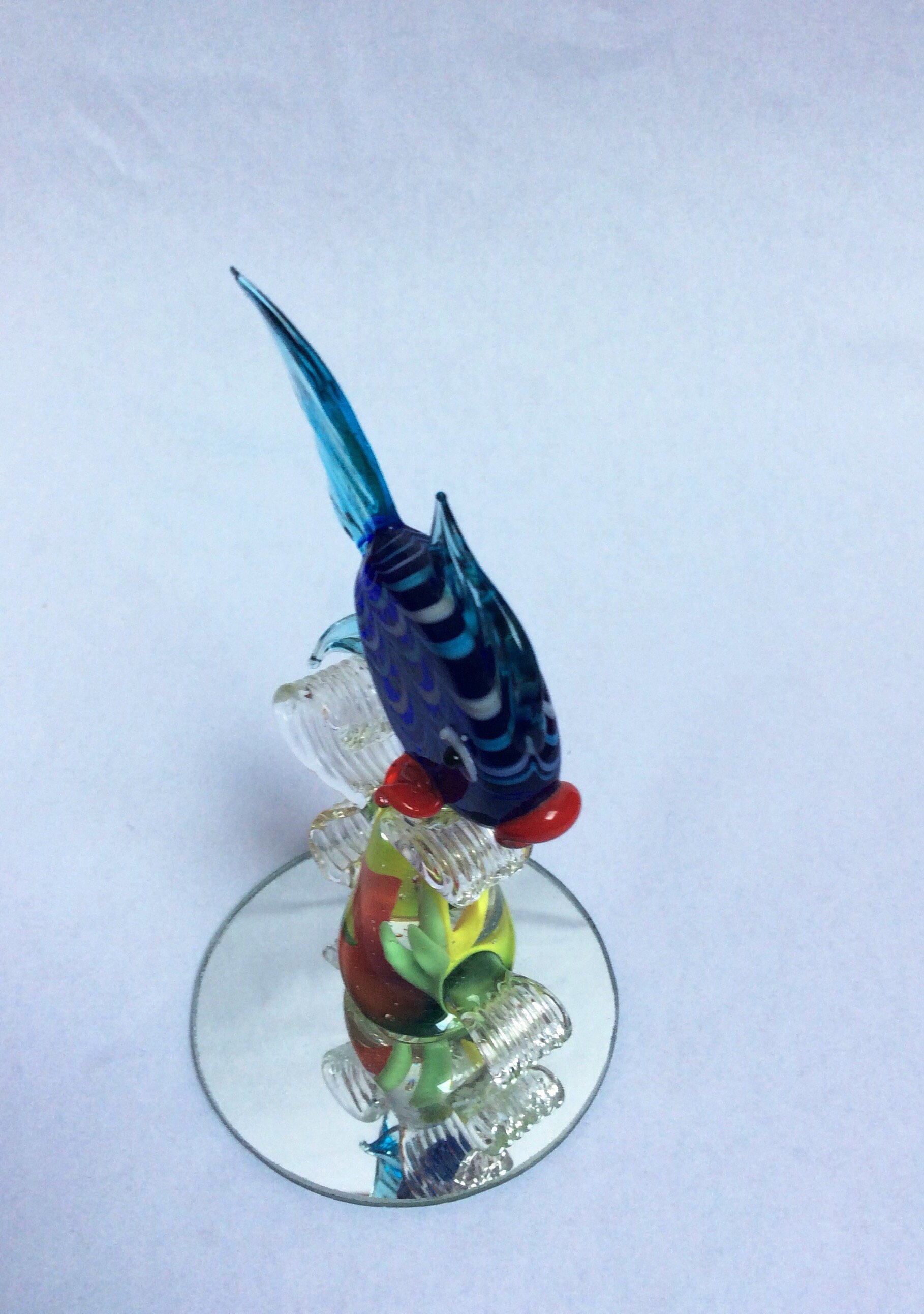 Image showcasing Glass Fish Figurine. Blue Glass Fish. Vintage. - Etsy