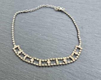 Vintage seventies choker style diamanté chain necklace