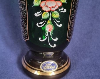 Genuine vintage bohemian glass vase. KRYF