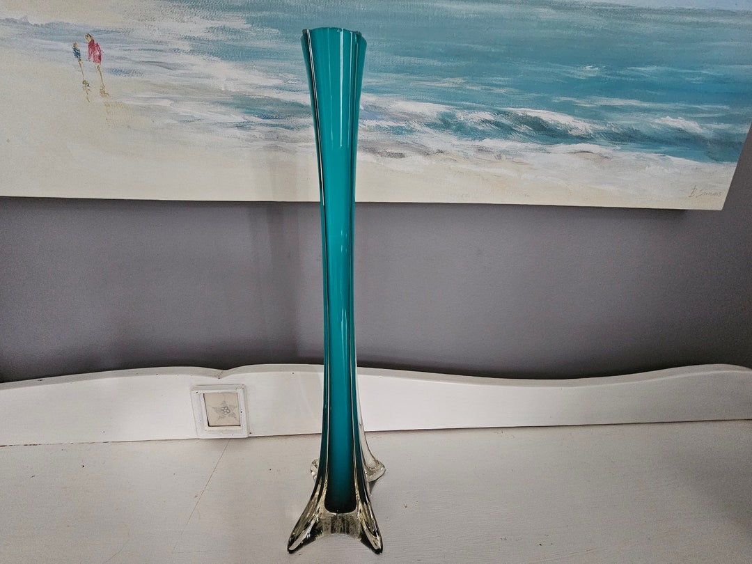 Tall Green Glass Vase Etsy