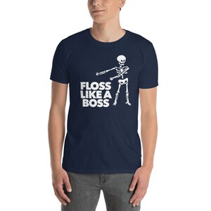 floss like a boss shirt youth Short-Sleeve Unisex T-Shirt flossing skeleton t-shirt floss like a boss flossing skeleton Halloween T Shirt image 2