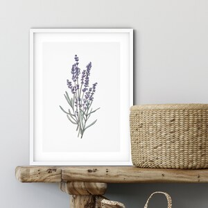 Lavender print, watercolour wall decor, herb, floral, painting