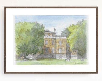 The Manor House, Hither Green, London - Local Landmark Series, Watercolour Wall Art