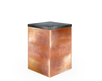 Copper side table Marble top nightstand Modern Cube end table Minimalist side table Modern coffee table Small Brass table Industrial design