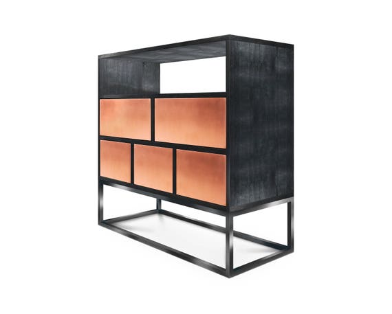 Black and Copper Sideboard for Dining Room Cupboard Black