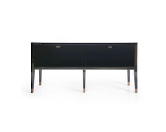 Sideborad Polaris Grande Black 2 door console high gloss modern sideboard Contemporary side table Brass Cabinet Handmade bespoke furniture