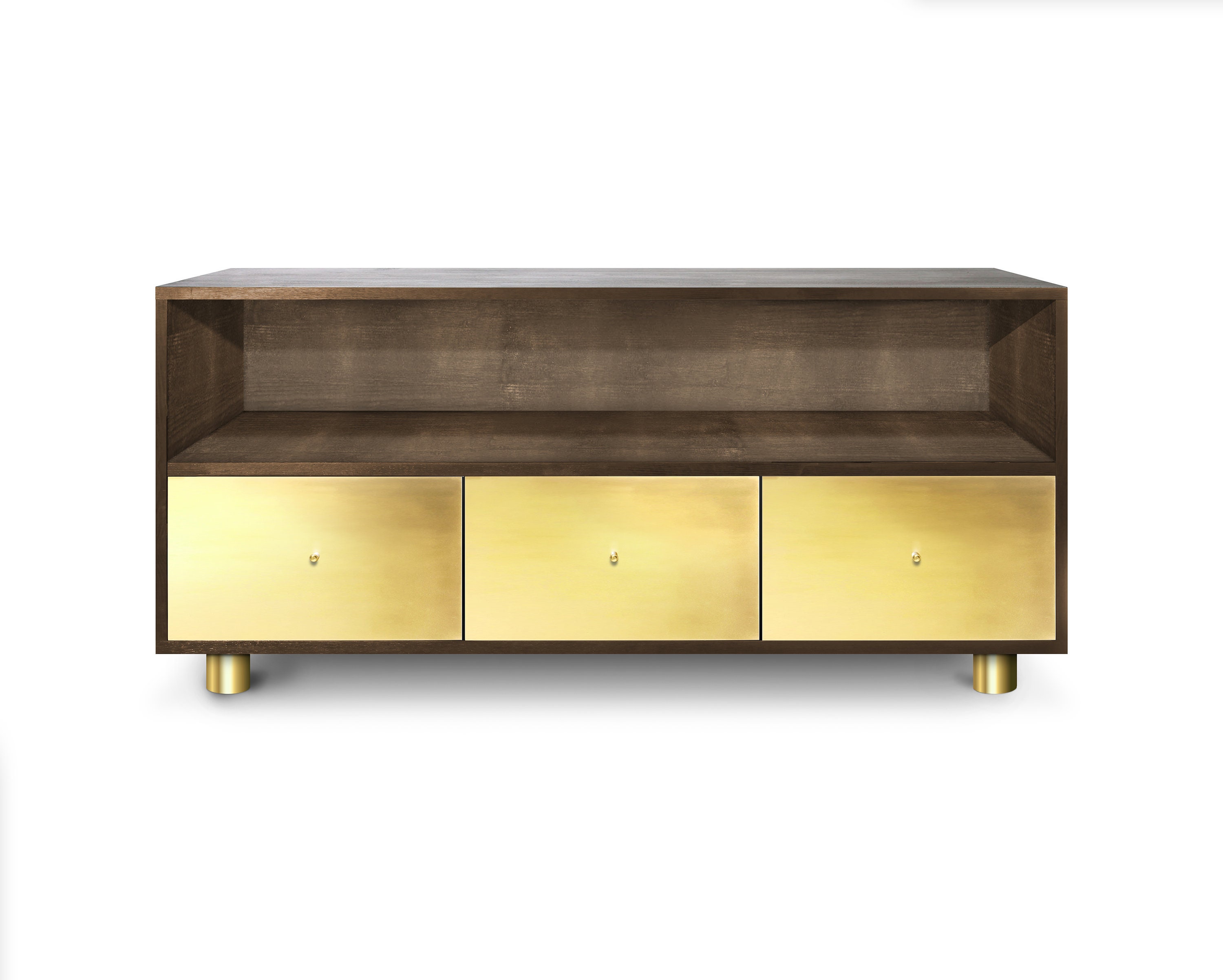 Large Black TV Stand With Drawers for Storage Copper Fronts Etsy