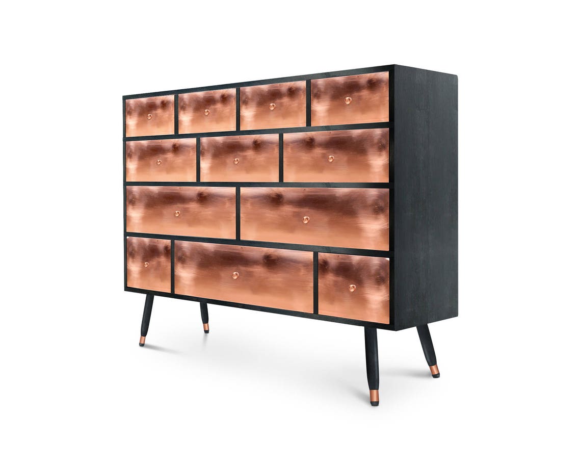 Trendy Copper Sideboard Modern Chest of Drawers Mid Century Etsy