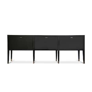 Sideborad Polaris Grande Black 3 door console high gloss modern sideboard Contemporary side table Brass Cabinet Handmade bespoke furniture
