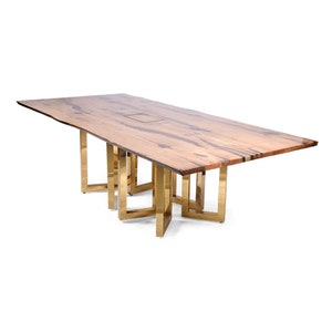 Office table Wood Golden legs Meeting room table Dining table Large table High gloss top Fancy table Custom table Luxury table Large Desk