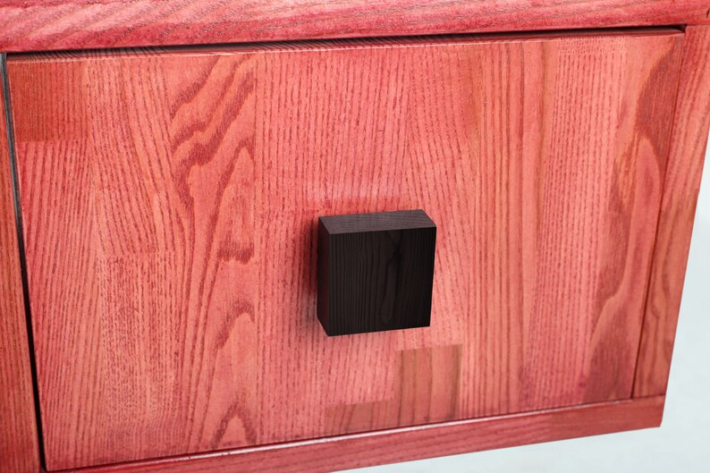 Red wood TV stand Midcentury TV stand Wooden media unit Modern Etsy