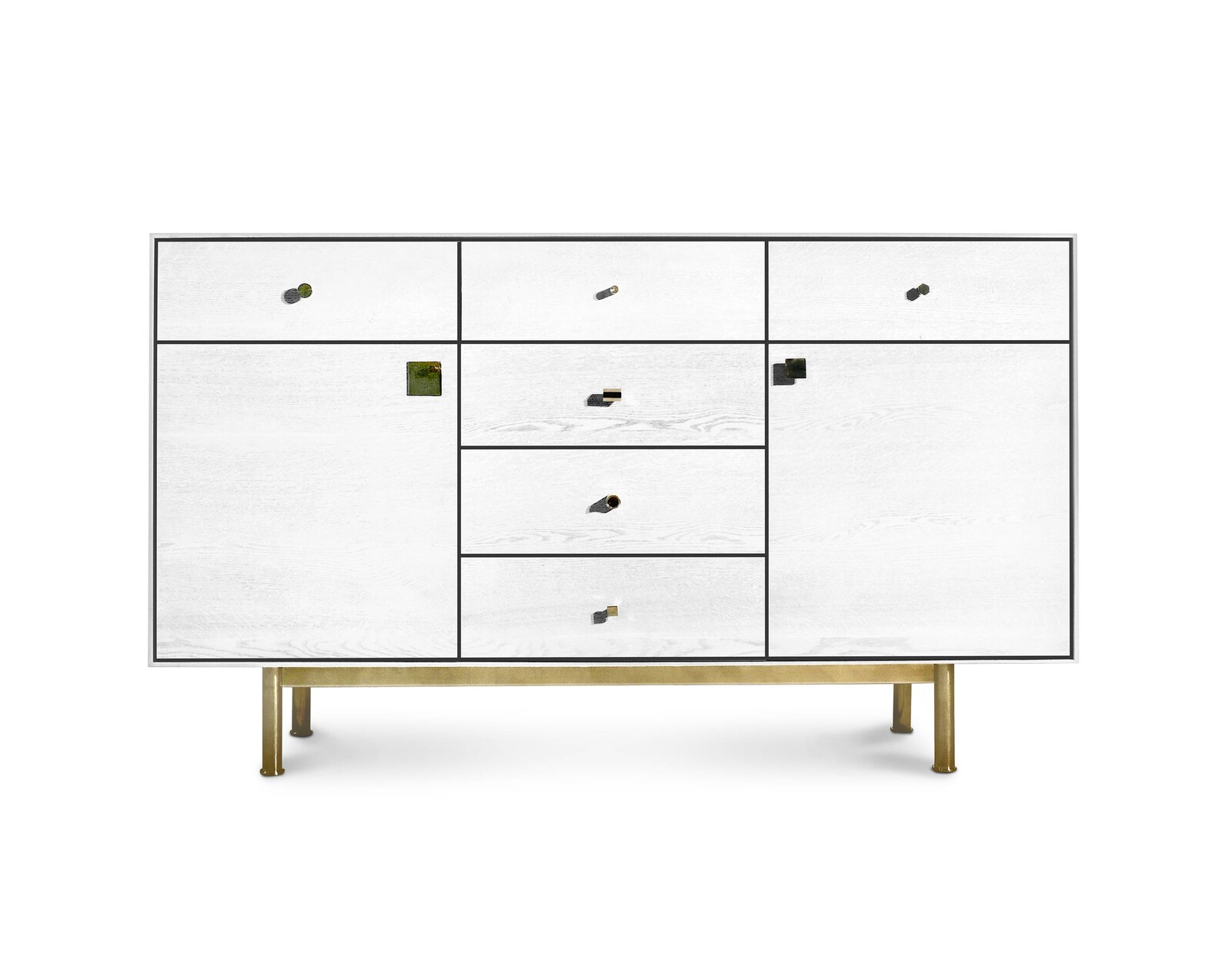 white and brass sideboard