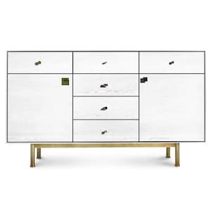 Large white Unusual sideboard Modern brass sideboard Large storage solution White wood dresser Solid sideboard White cabinet Stylish cabinet