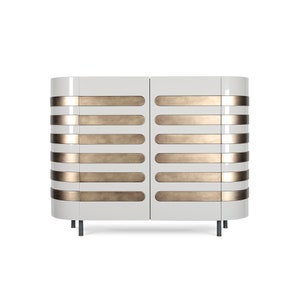 Retro high gloss Brass white sideboard