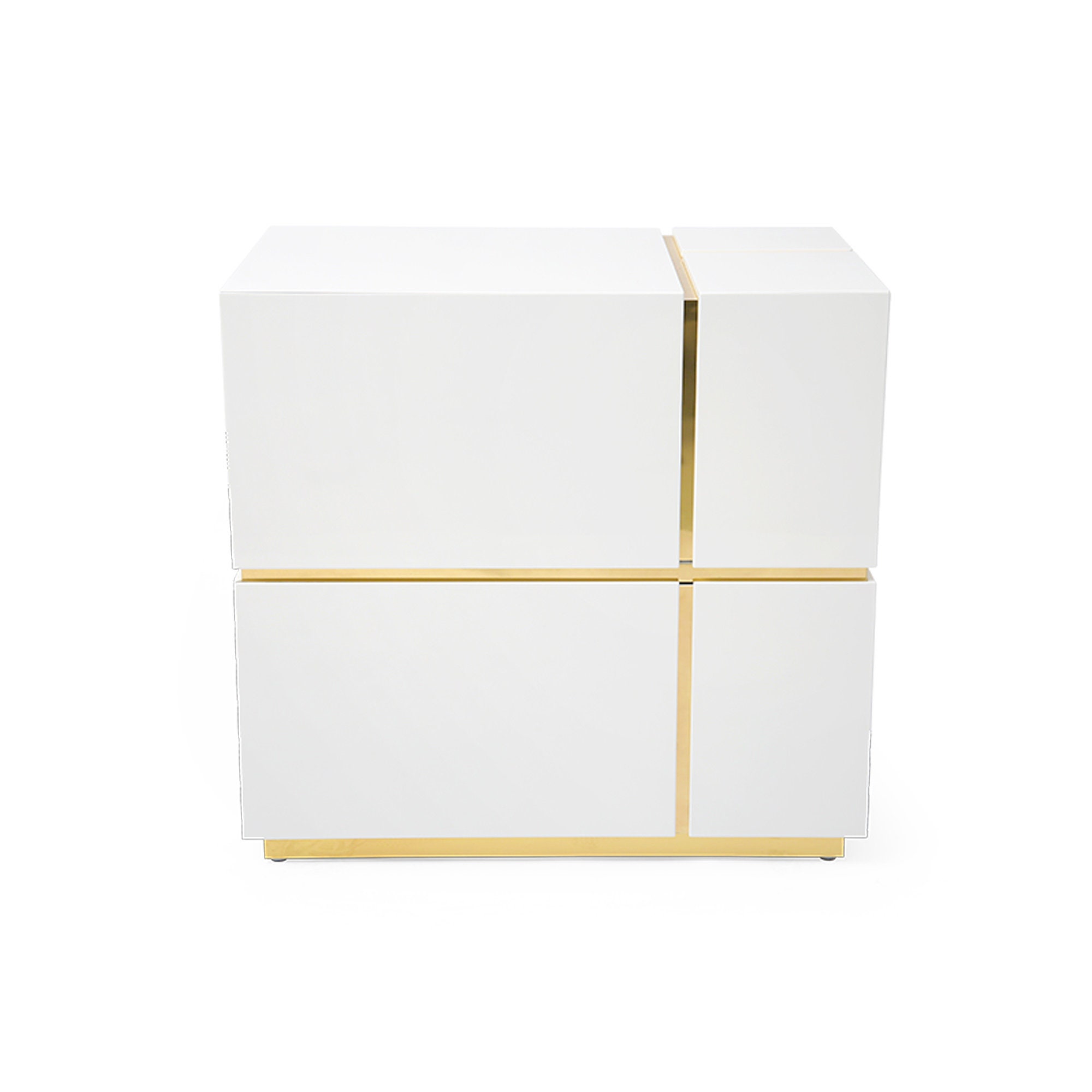White Nightstand With Drawers Golden Bedside High Gloss Drawers White Golden Bedside High Gloss, White Gloss Side Table With Drawers