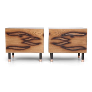 bedside tables Set of nightstands 2 bedside tables mirorred White side tables inlay table Minimalism storage black furniture