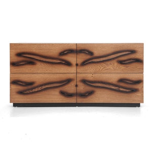 Black inlay  sideboard for Dining room Cupboard Black furniture with drawers Contemporary cabinet Copper Stylish furniture Custom made