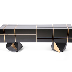 Black credenza with drawers High gloss console Unique High gloss furniture Luxury furniture Shiny credenza Modern sideboard Contemporary