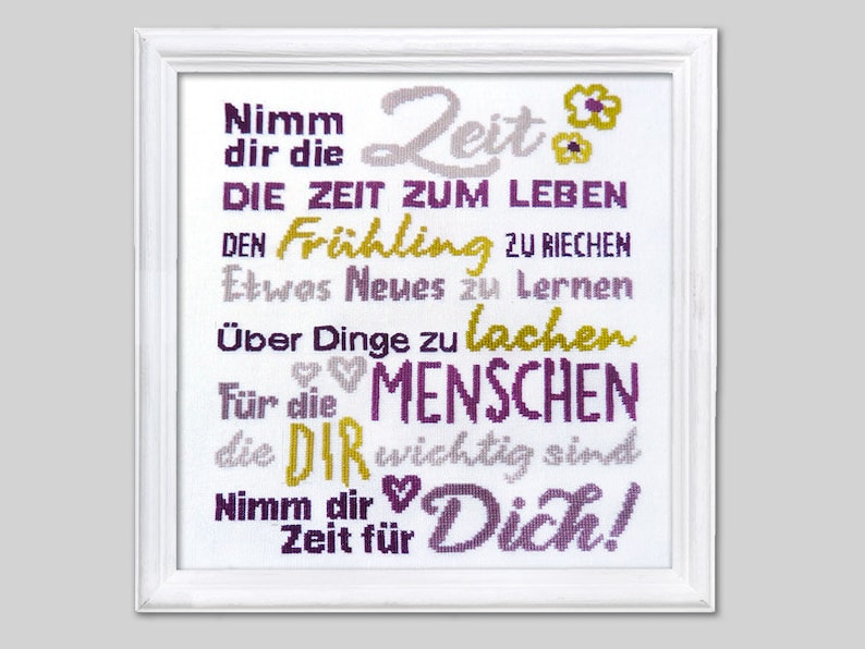 Nimm dir die Zeit. Stickvorlage für Kreuzstich. Bild 1